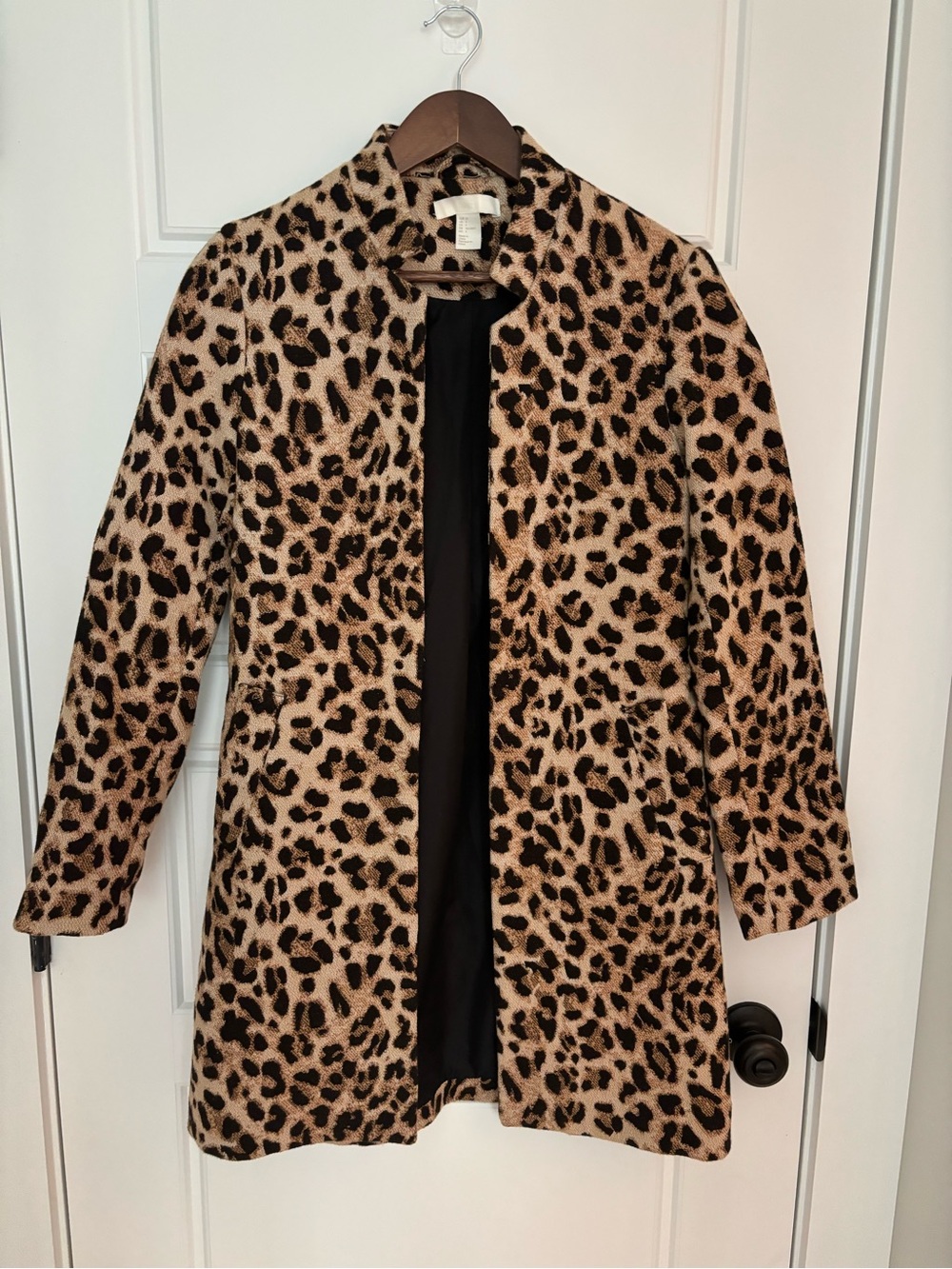 H&M Leopard Print Pea Coat - Tan & Black
